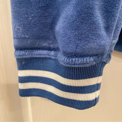 Humility Y2K Style Retro Blue Velour Track Jacket Varsity Stripe Bomber Zip XL