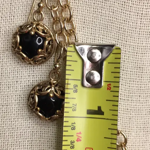 Onyx BARSE Bronze & Black Double Necklace Scroll Cage Pendant Earrings & Ring