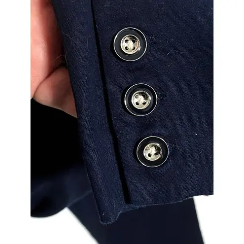 Roz & Ali Secret Agent Pants Navy Blue Stretch Cropped Capri Women 4 Cuff Button