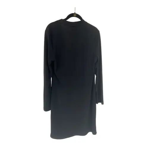 Joy Joy Black Long Sleeve Faux Wrap V-Neck Jersey Dress Size L NWT