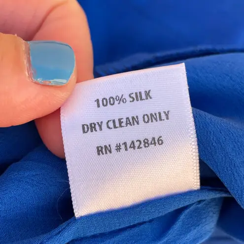 Rhode Resort Lotta high-waist wide leg tassel cropped blue silk pants size small