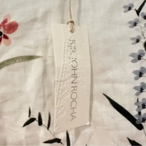 RJR. John Rocha Trellis Kimono Linen Blouse Women's 12 Boho Cottagecore Boho White