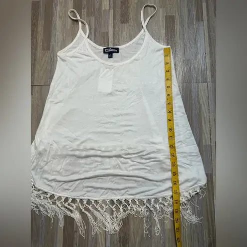 White Fringe Hem Women's Top, Size Small