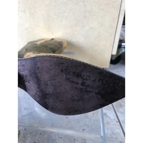 Donald Pliner Western Metallic Pitone Snake Leather Boot Shoe New $695 Sz 8.5 Gold