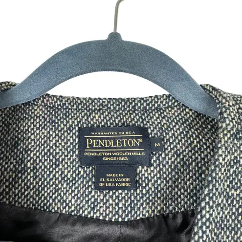 Pendleton Sz S NWT Women's Gray Blue Open Front Long Sleeve Wool Blazer