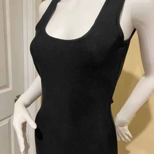 Bandage Backless Midi Dress Open Back Slim Fit Crew Neck Dress Party Dress Casual Dress Black