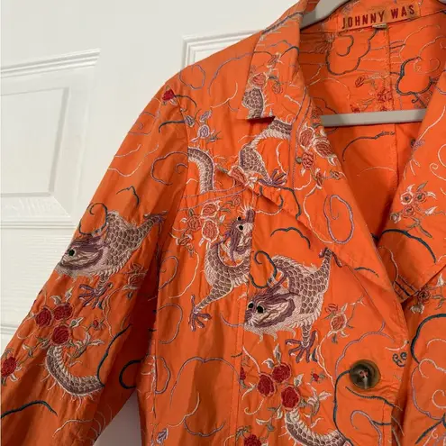 Johnny Was Dragon Embroidered Floral Blazer Jacket Summer Spring
