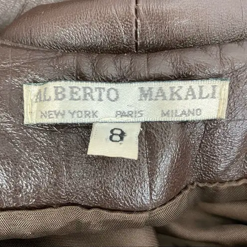 Alberto Makali 100% Leather Straight Leg High Waist Brown Chocolate Pants 8