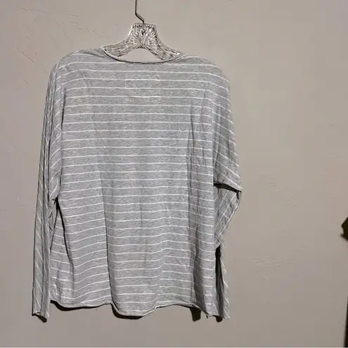 Frank & Eileen The Lab Continuous Long Sleeve Melange Gray White Raw Hem Top