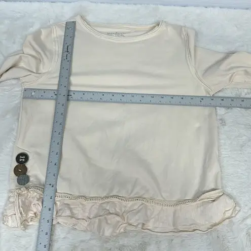 Neon Buddha Womens Ruffle Hem French Terry Top S Ivory Raw Edges Light Academa