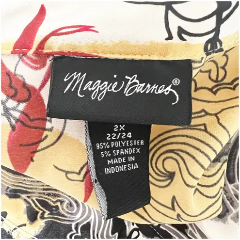 Maggie Barnes Women’s Vintage Satin Button Down Blouse Size 2X 22/24 Artsy