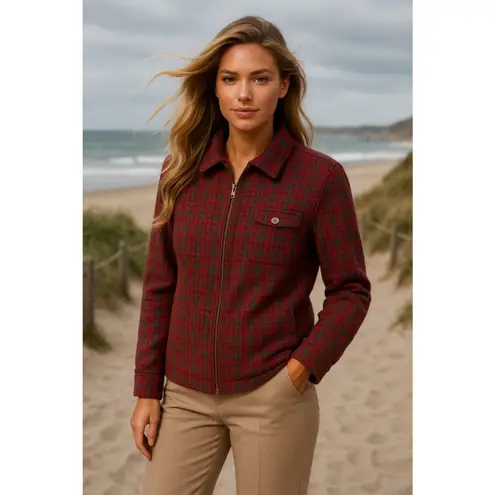 Woolrich Plaid Jacket Zip Outdoorsy Old Money Cozy Classic Granola Cabin Country