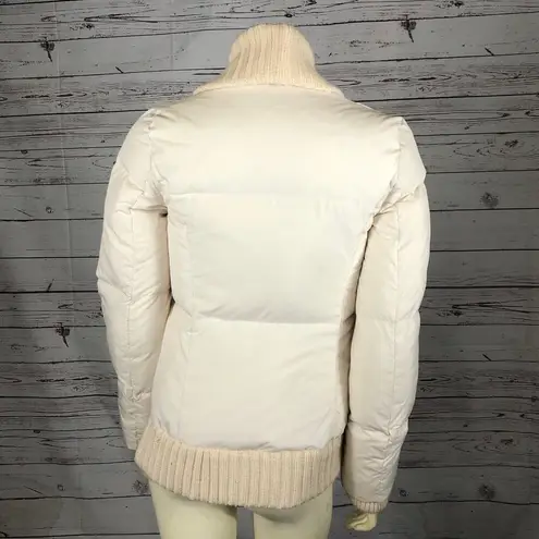 BCBGMAXAZRIA  Cream Puffer Sweater Jacket with knit shawl collar & cuffs size XS