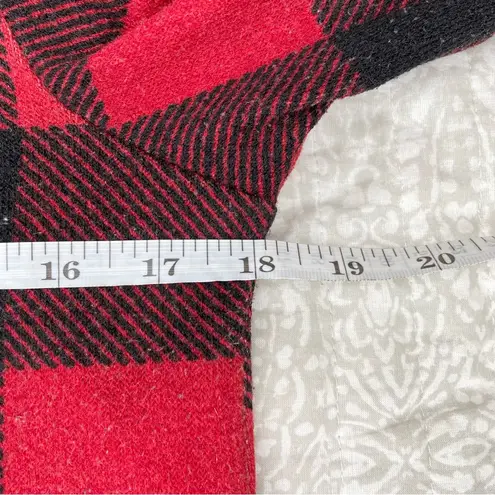 White Birch Red Black Buffalo Plaid Color Block Turtleneck Sweater Top Small