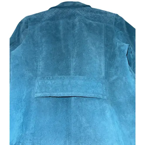 AMI Leather Jacket Women's Medium Teal Country Western Suede Quilted Equestrian Green