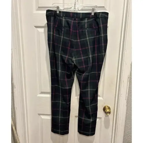 Christopher & Banks Pants Womens 16 Green Plaid Mid-Rise Holiday Party Festive