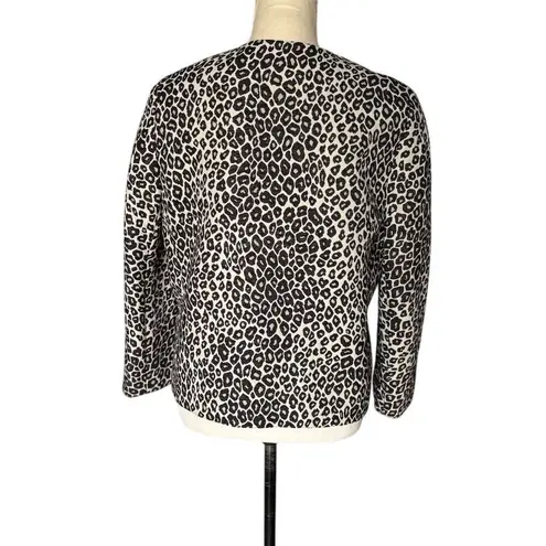 Ann Taylor  Women's M Leopard Print Open Front Cropped Jacket Multicolor Casual