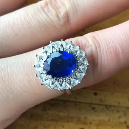 Natural Blue Kyanite Sterling Silver Cocktail Ring Discounted Size 8