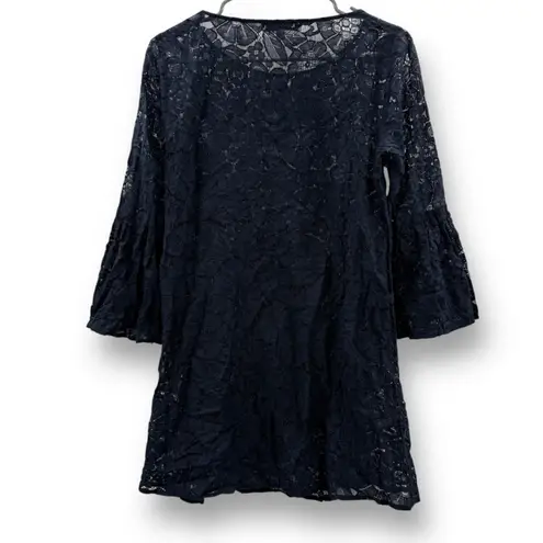 Elizabeth and James RTR Glorietta Navy Blue Lace 3/4 Bell Sleeve Mini Dress