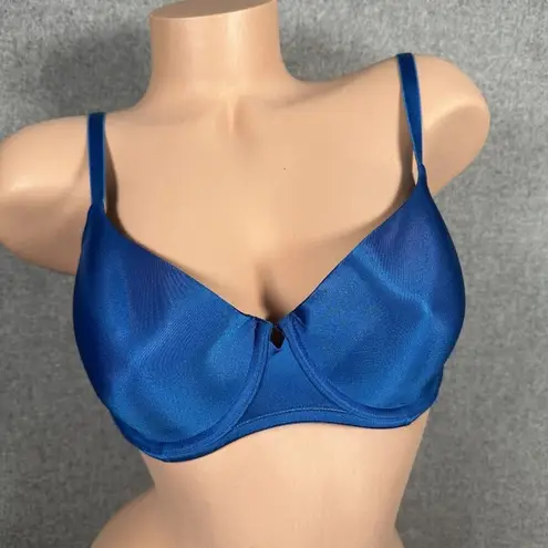 H&M  34D Bra Blue Satin Look Back Closure Adjustable Underwire Smooth Womens