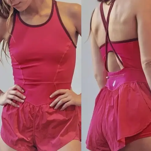 Free People Last Mile Waver Rider Romper Pink