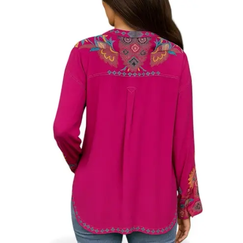 Johnny Was Biya Atterholt extremely heavily embroidered button-down blouse RARE