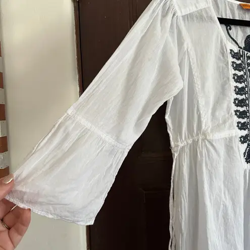 Roberta Freymann | White Lightweight Cotton Embroidered Bell Sleeve Dress | XS - Image 2