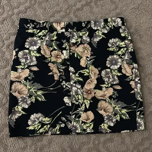 Brooks Brothers Navy Floral Cotton Skirt 12 Preppy Coastal Easter Spring Dummer