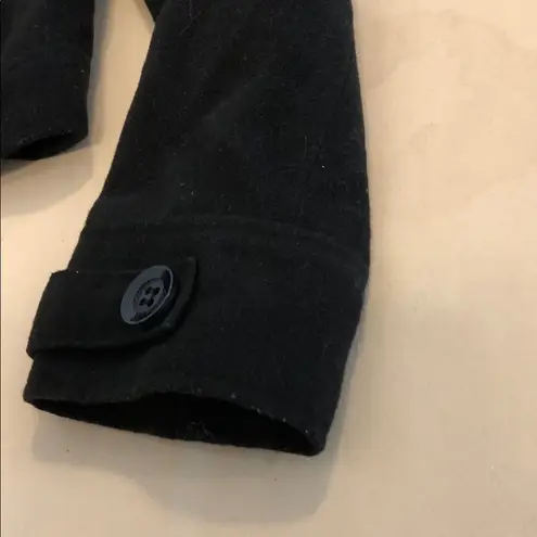 6 Degrees  Black Double-Breasted Pea Coat Collared long sleeve Full Zipper Front thumbnail 12