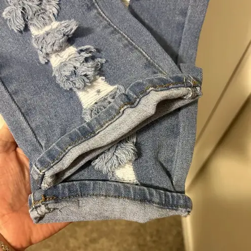 Denim Blvd Women’s Super High Rise Distressed Boyfriend Jeans, 13