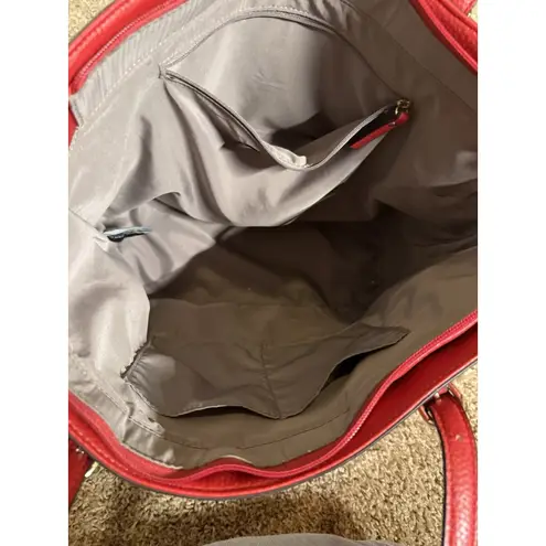 Anne Klein Red  Pebbled Leather Tote Bag Purse