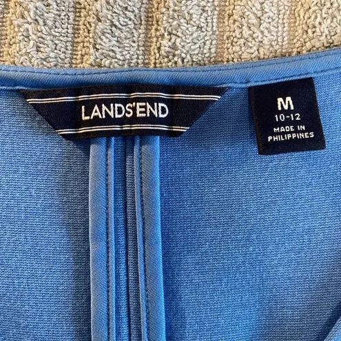 Lands’ End Women‎ Long Sleeve Dress Light Blue Size 10/12 Vee Neck Size M