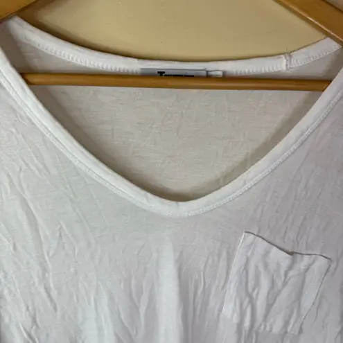 Alexander Wang Womens Classic Vneck White Tee Pocket Oversized XS Stretch