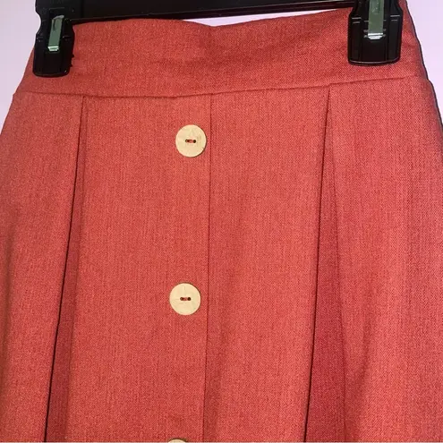 See You Monday Skirt M Linen Blend High Waist Button Pleats