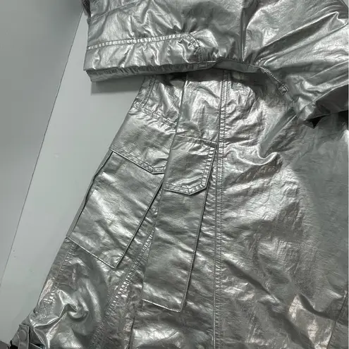 NEW Free People FP Movement Mesmerize Me Shine Pants Size SMALL Silver