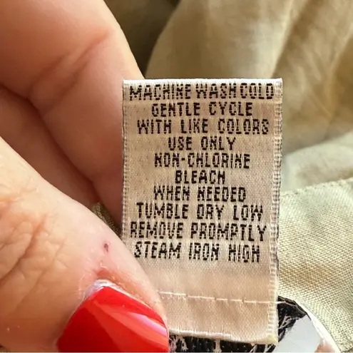 Allison Taylor Womens Tan Linen Silk Cargo Cropped Pants Size 12 Nature Earthy