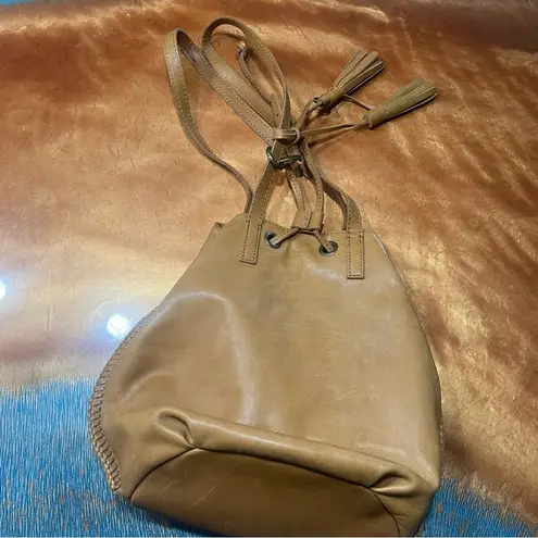 Lucky Brand  Brown Leather Hobo Bucket Bag Carmel tan brown