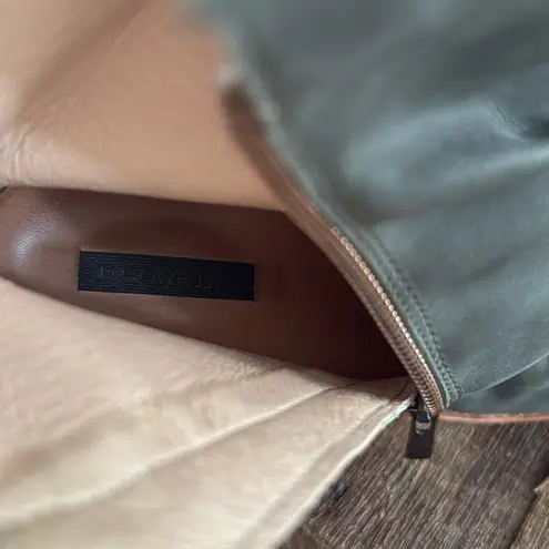 Neosens Slouch Silvia Sage Green Leather Ankle Heeled Zip Up Booties Brown Size 9.5