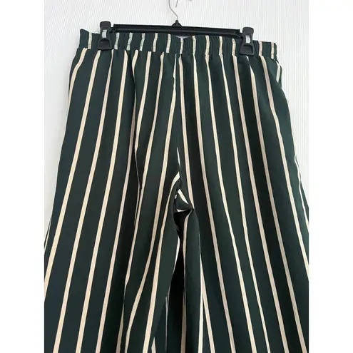 Anna Grace Striped Wide Leg Palazzo Pants, Green & Cream Vertical Stripes, Flowy