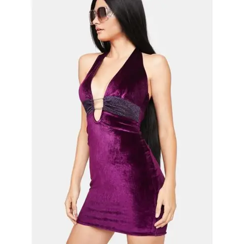 Dolls Kill Magical After Love Purple velour halter dress M