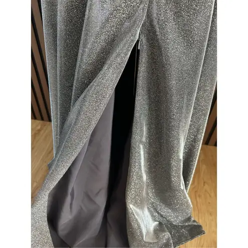 Silver ball gown silver sparkly long with cut out size 4 prom or fancy dinner Gray
