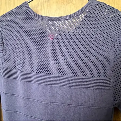 Vince Camuto  Navy Blue Eyelet Pointelle Fit Flare Sweater Dress