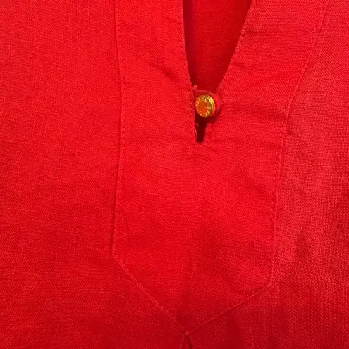 Ellen Tracy Red Linen Top Size Medium