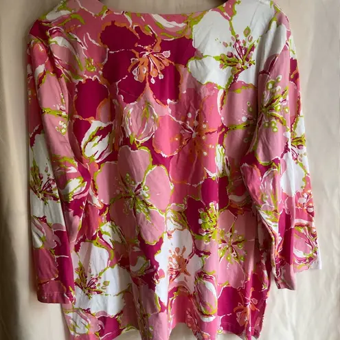 Alfred Dunner Pink Embellished Blouse with Bib Collar Size XL