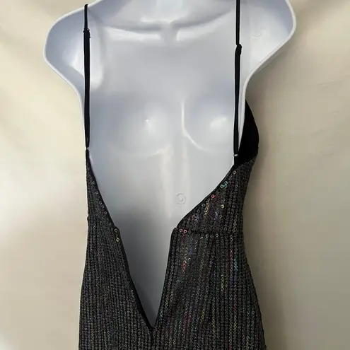 X by NBD Sequin Mini Cocktail Dress XS Ruffle Y2K LBD Whimsigoth Vampy Clubwear