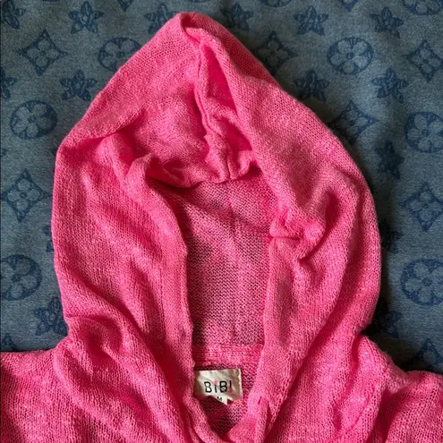 BiBi Pink and White Hooded Sweater with Stripes Size M