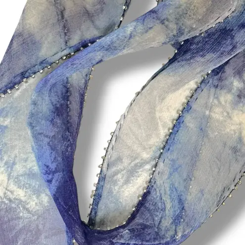 Chan Luu Free People Washed Ashore Fringe Skinny Scarf Denim Blue NWT Bohemian