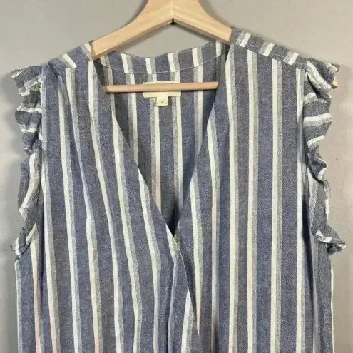 Anthropologie CLOTH & STONE‎ Ruffle Sleeveless Crossover Romper Zuma Beach Stripe Size L Large