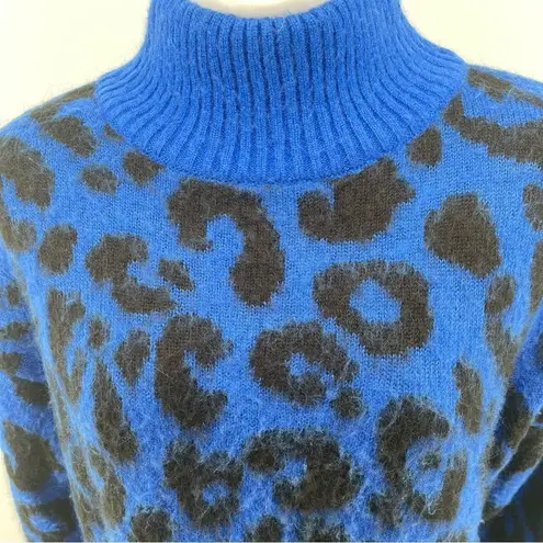 Sweaty Betty  Women’s Jacquard Electric Blue Leopard Print Mohair Sweater Small