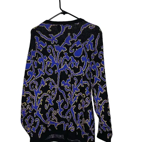 Counterparts Vintage Black & Purple Funky Button Front Cardigan Size Large